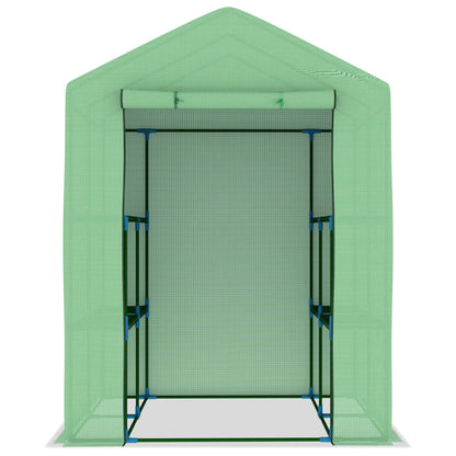 Gewächshaus mit Ablagen Stahl 143x143x195 cm
