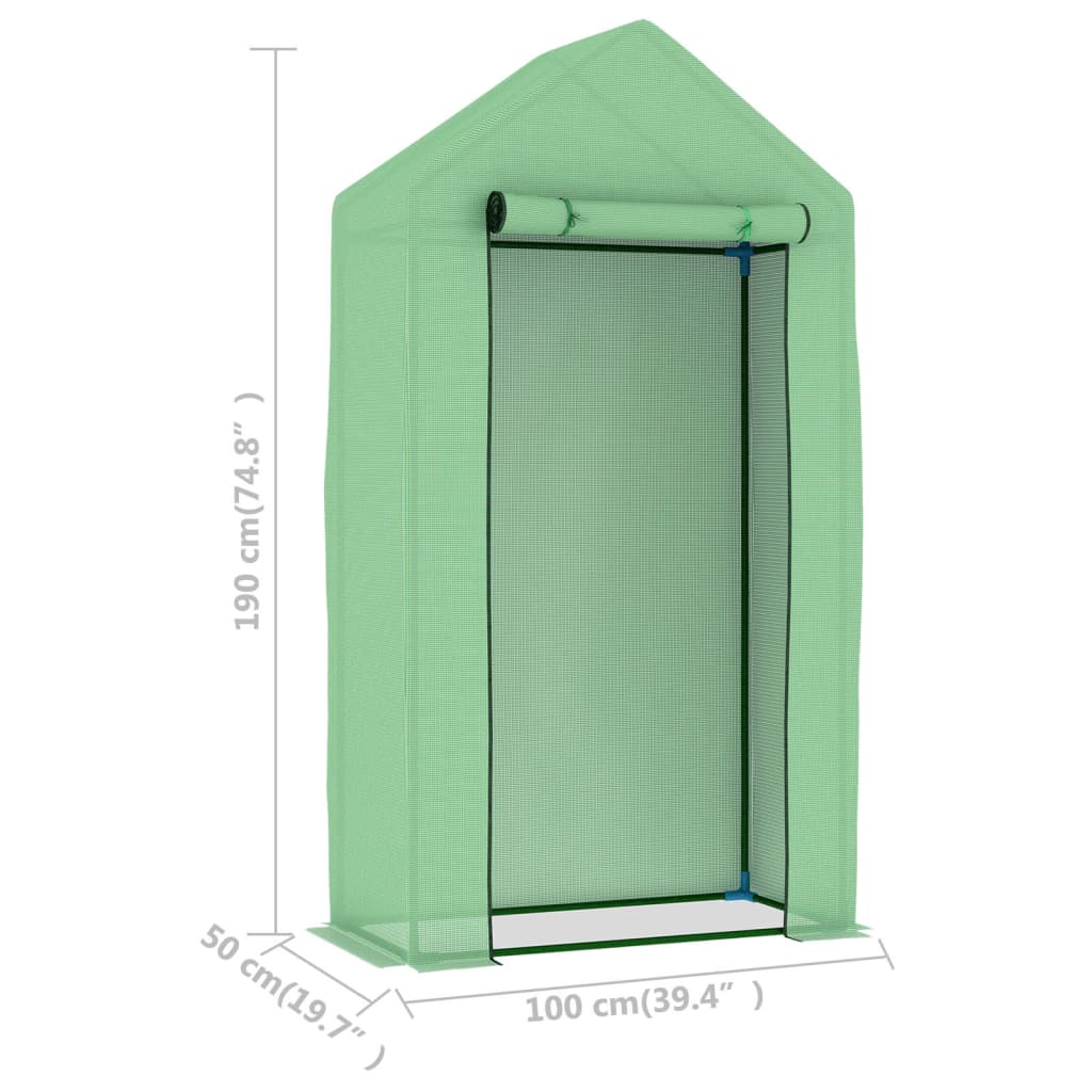 Drivhus med stålramme 0,5 m² 1x0,5x1,9 m
