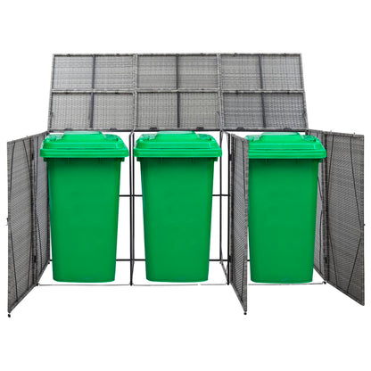 Mülltonnenbox für 3 Tonnen Anthrazit 229x78x120 cm Poly Rattan
