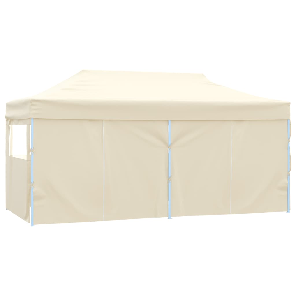Profi-Partyzelt Faltbar mit 4 Seitenwänden 3×6m Stahl Creme