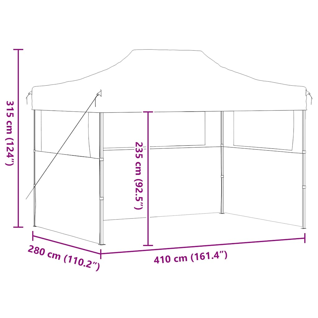Profi-Partyzelt Faltbar mit 3 Seitenwänden 3×4m Stahl Creme