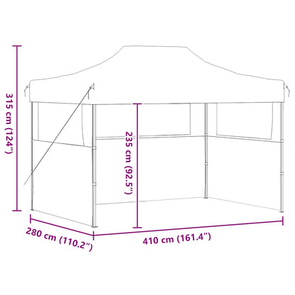 Profi-Partyzelt Faltbar mit 3 Seitenwänden 280x410x315 cm Stahl Weiß