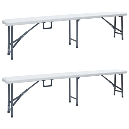 Klappbare Gartenbänke 2 Stk. 180 cm HDPE Weiß