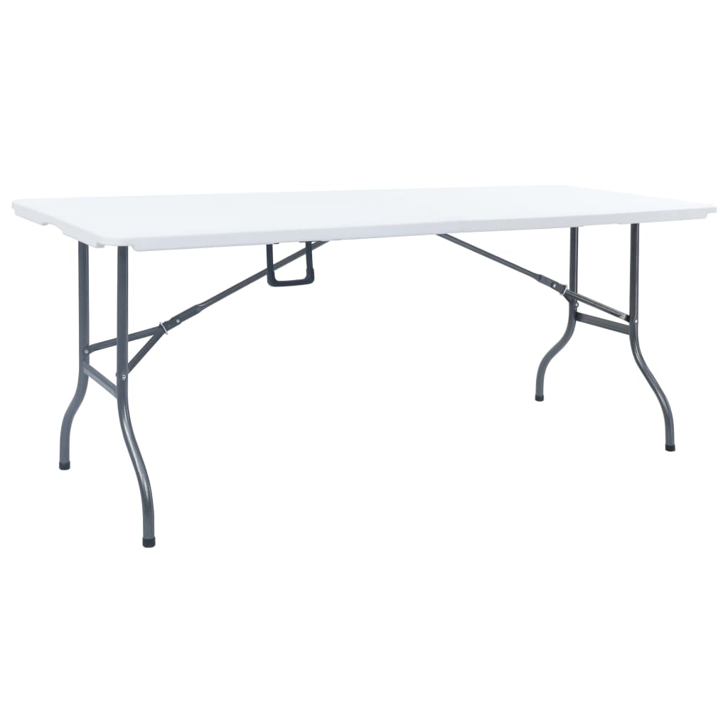 Sammenklappeligt havebord med 2 bænke 180 cm stål og HDPE Hvid