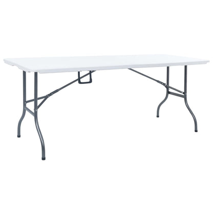 Sammenklappeligt havebord med 2 bænke 180 cm stål og HDPE Hvid