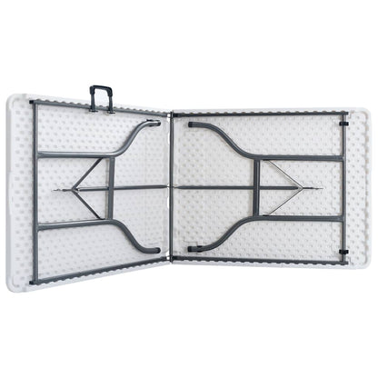 Sammenklappeligt havebord med 2 bænke 180 cm stål og HDPE Hvid