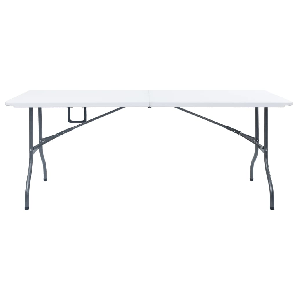 Sammenklappeligt havebord med 2 bænke 180 cm stål og HDPE Hvid