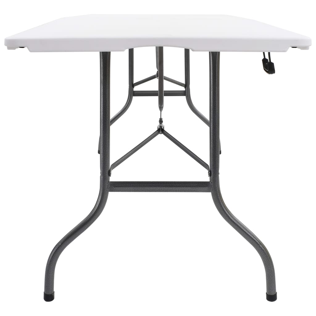 Sammenklappeligt havebord med 2 bænke 180 cm stål og HDPE Hvid