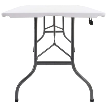 Sammenklappeligt havebord med 2 bænke 180 cm stål og HDPE Hvid