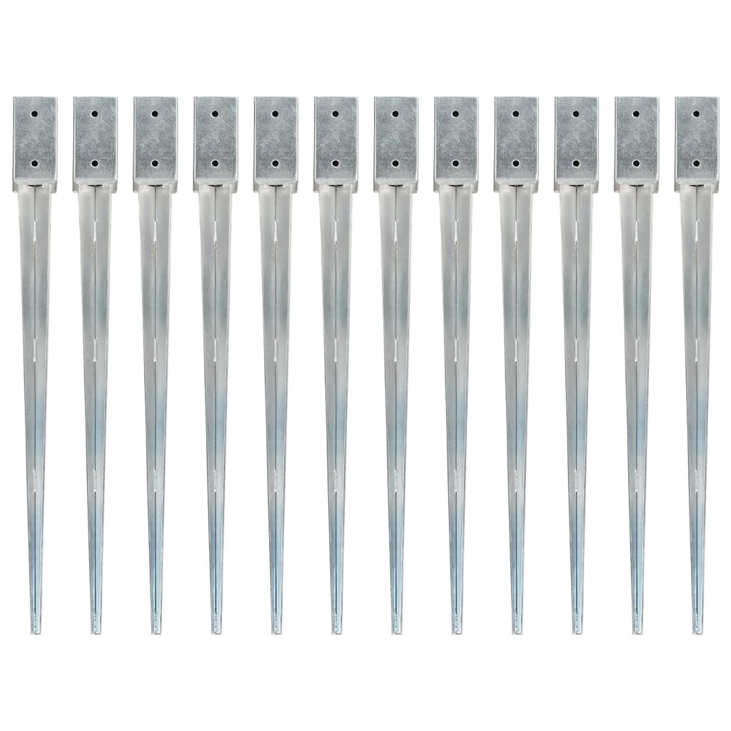 Slibespyd 12 stk Sølv 7×7×90 cm Galvaniseret stål