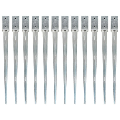 Slibespyd 12 stk Sølv 7×7×90 cm Galvaniseret stål