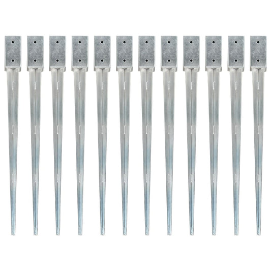 Slibespyd 12 stk Sølv 7×7×90 cm Galvaniseret stål