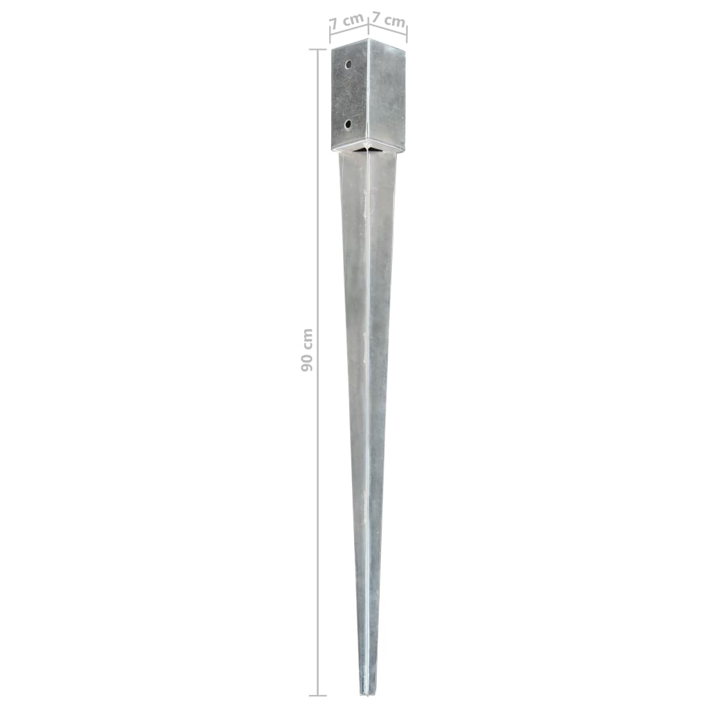 Slibespyd 12 stk Sølv 7×7×90 cm Galvaniseret stål