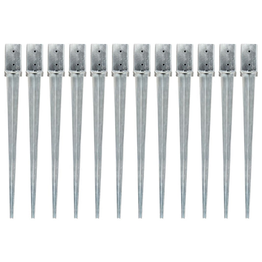 Slibespyd 12 stk Sølv 8×8×91 cm Galvaniseret stål