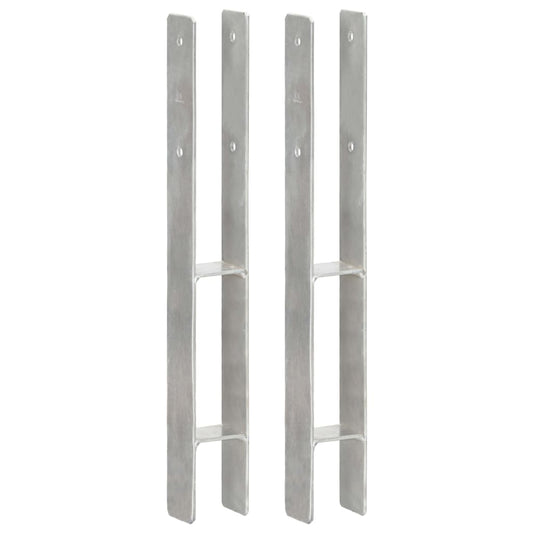 Stolpestøtte 2 Stk Sølv 7×6×60 cm Galvaniseret Stål