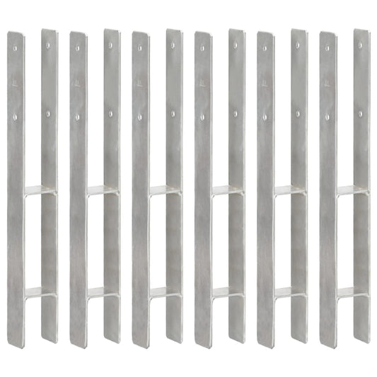Stolpestøtte 6 Stk Sølv 7×6×60 cm Galvaniseret Stål