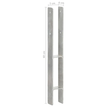 Stolpestøtte 6 Stk Sølv 7×6×60 cm Galvaniseret Stål