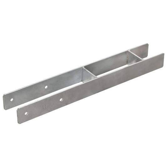 Stolpestøtte 2 Stk Sølv 8×6×60 cm Galvaniseret Stål