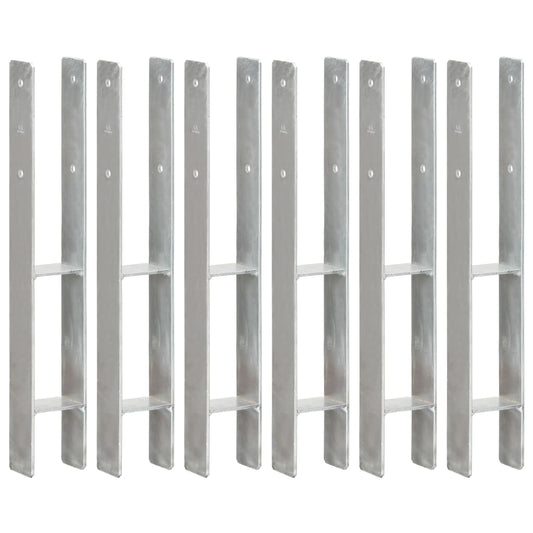 Stolpestøtte 6 Stk Sølv 8×6×60 cm Galvaniseret Stål