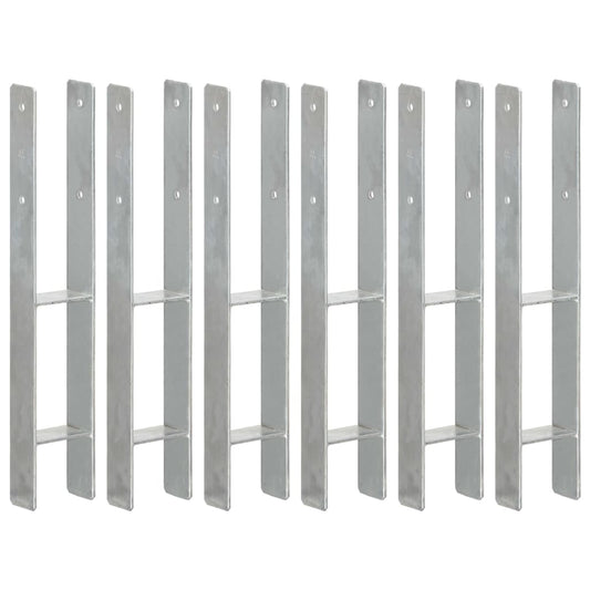 Stolpestøtte 6 Stk Sølv 9×6×60 cm Galvaniseret Stål