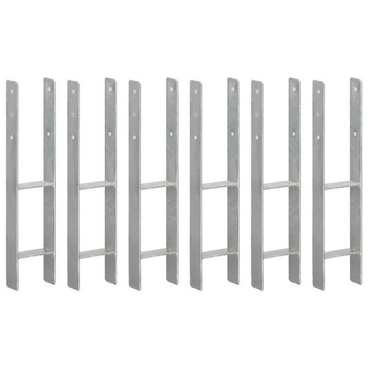 Stolpestøtte 6 Stk Sølv 12×6×60 cm Galvaniseret Stål
