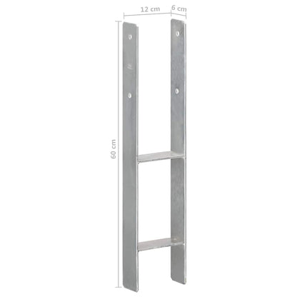 Stolpestøtte 6 Stk Sølv 12×6×60 cm Galvaniseret Stål