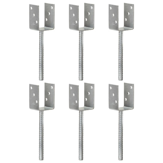 Stolpestøtte 6 Stk Sølv 7×6×30 cm Galvaniseret Stål