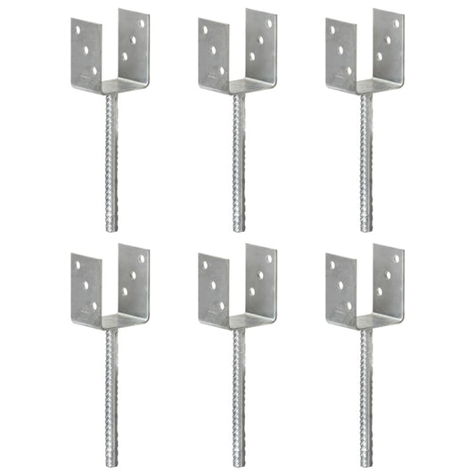 Stolpestøtte 6 Stk Sølv 8×6×30 cm Galvaniseret Stål