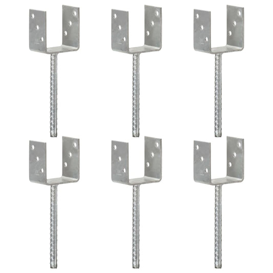 Stolpestøtte 6 Stk Sølv 9×6×30 cm Galvaniseret Stål