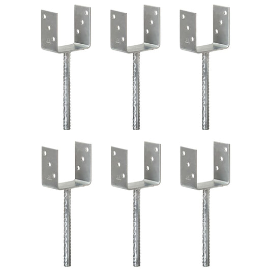 Stolpestøtte 6 Stk Sølv 10×6×30 cm Galvaniseret Stål