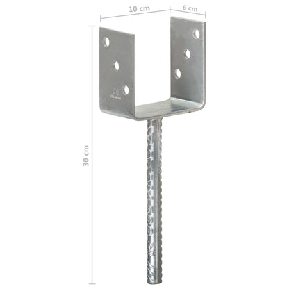 Stolpestøtte 6 Stk Sølv 10×6×30 cm Galvaniseret Stål