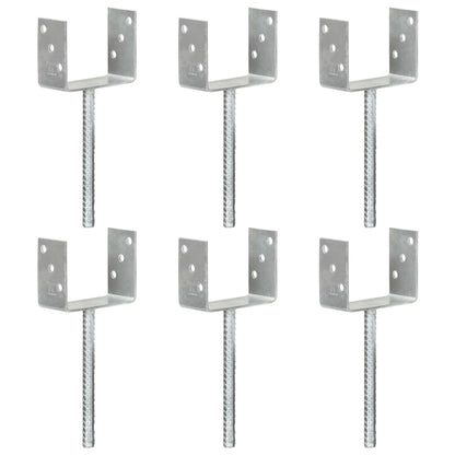 Stolpestøtte 6 Stk Sølv 12×6×30 cm Galvaniseret Stål
