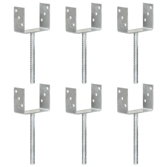 Stolpestøtte 6 Stk Sølv 12×6×30 cm Galvaniseret Stål
