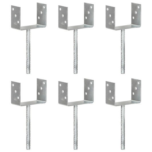 Stolpestøtte 6 Stk Sølv 14×6×30 cm Galvaniseret Stål