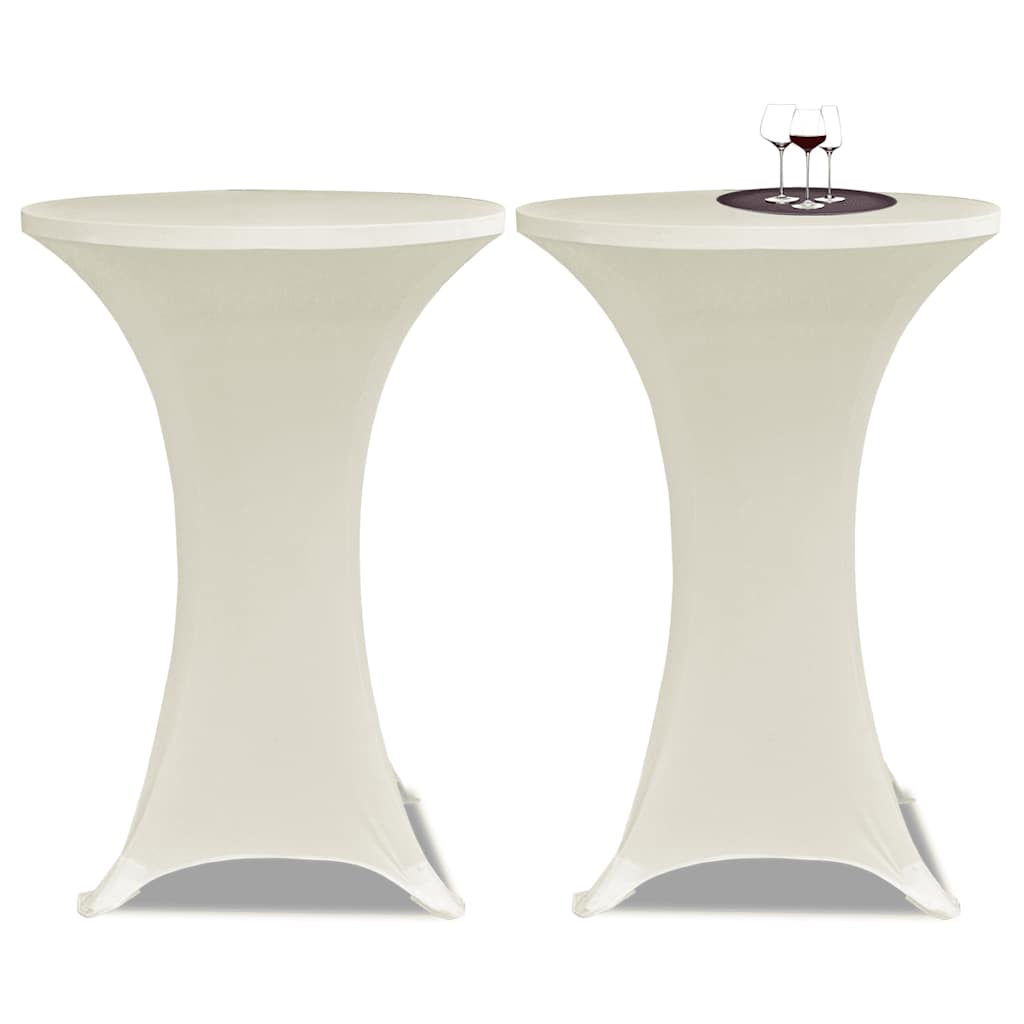 Stehtischhussen 4 Stk. Ø 80 cm Creme Stretch