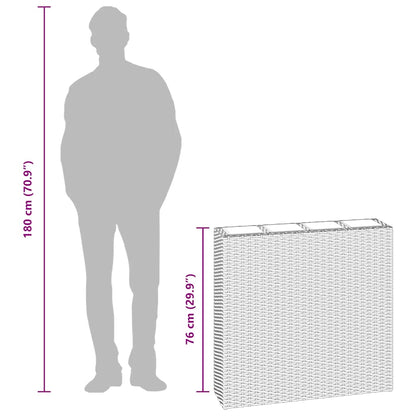 Garten-Hochbeet mit 4 Töpfen 2 Stk. Poly Rattan Braun