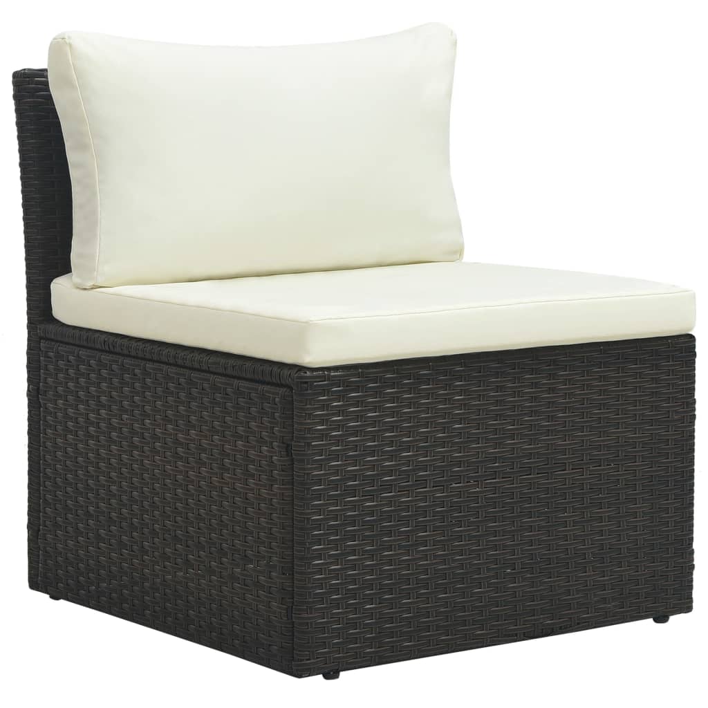4-delt Have Lounge Sæt med Puder Poly-Rattan Brun