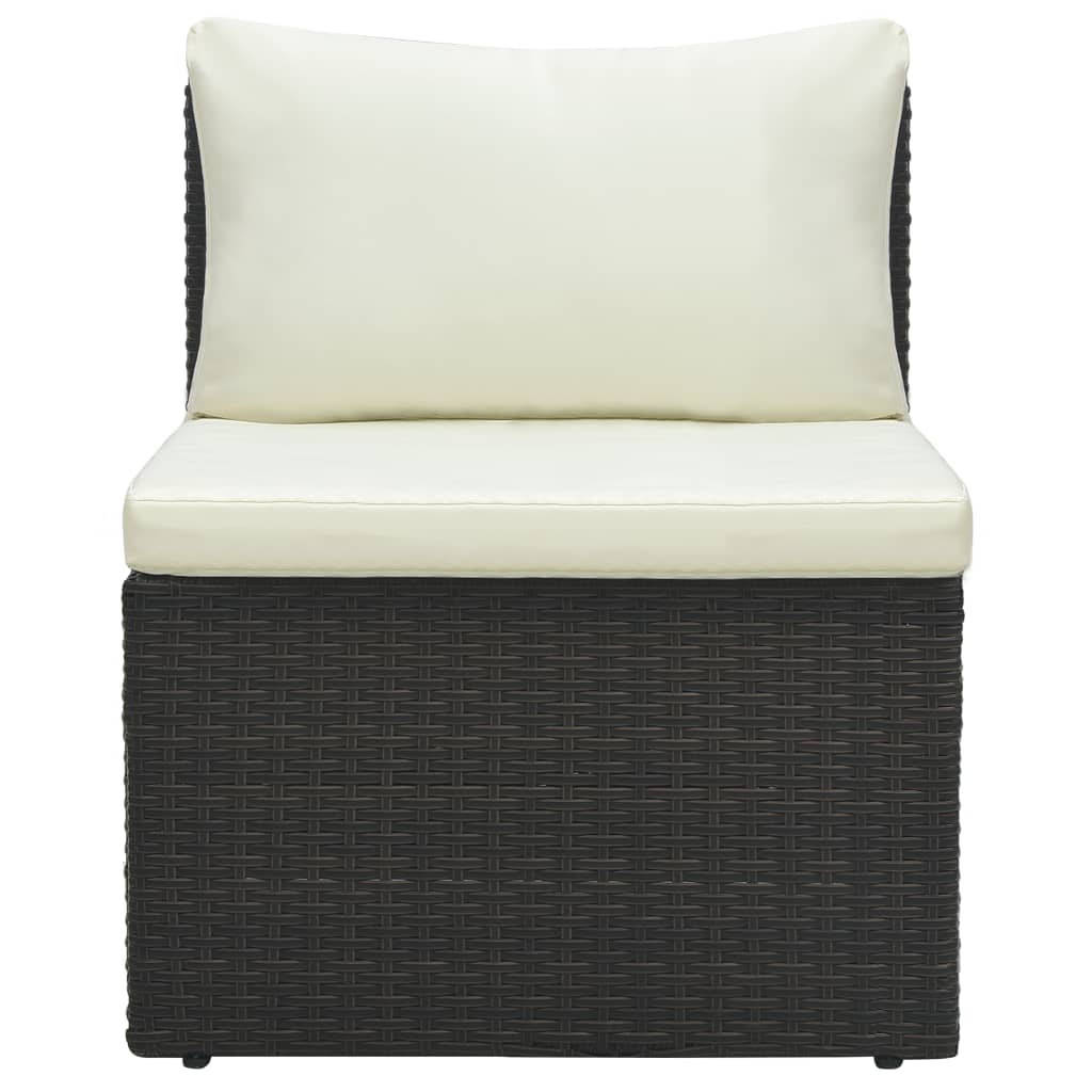 4-delt Have Lounge Sæt med Puder Poly-Rattan Brun