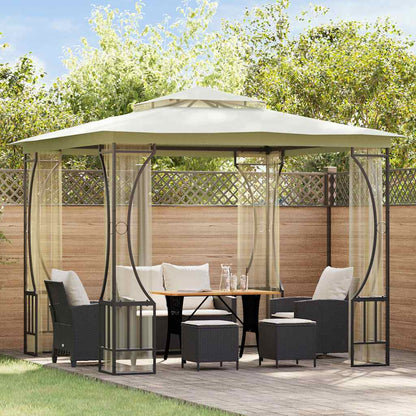 Pavillon mit Netz 300x300x265 cm Creme