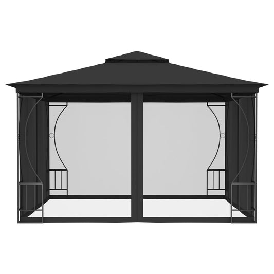 Pavillon mit Netz 300x300x265 cm Anthrazit