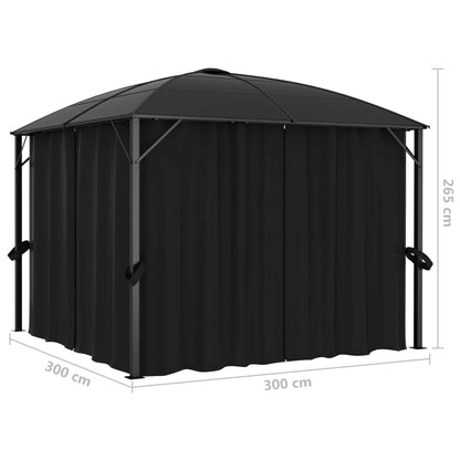Pavillon mit Vorhängen 300 x 300 x 265 cm Anthrazit