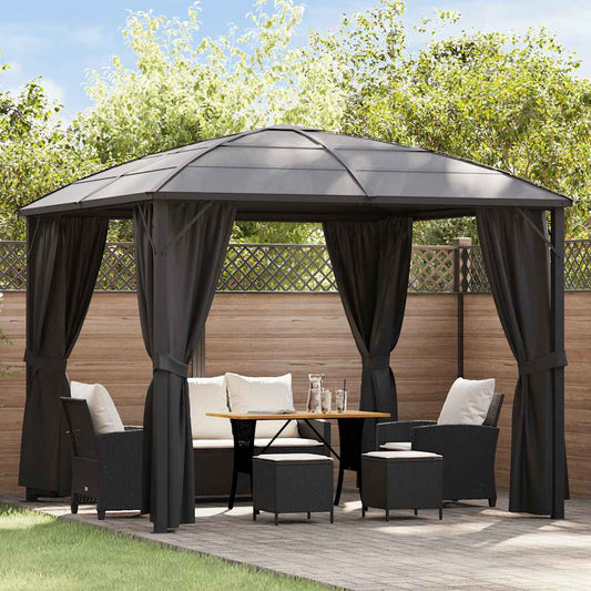 Pavillon mit Vorhängen 300 x 300 x 265 cm Anthrazit