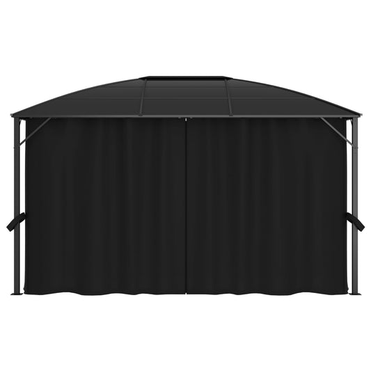 Pavillon mit Vorhängen 400 x 300 x 265 cm Anthrazit
