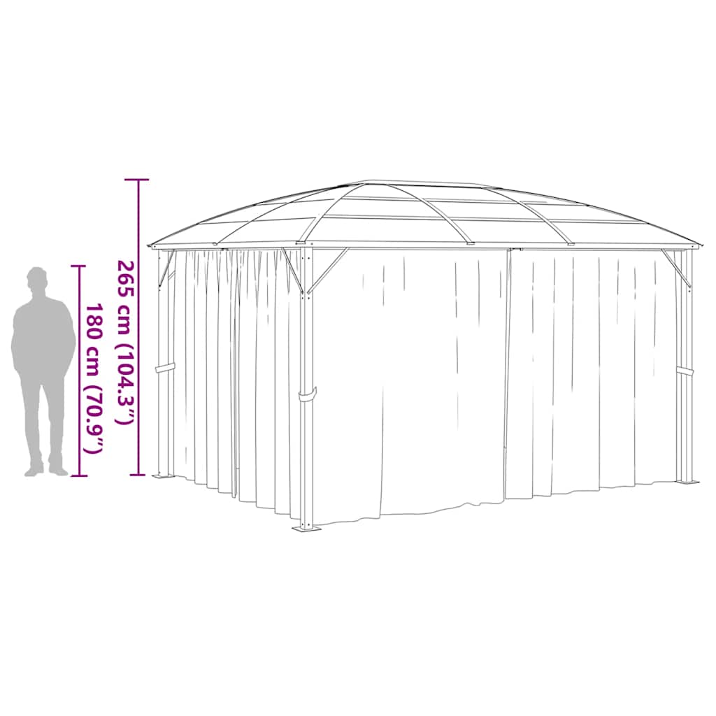 Pavillon mit Vorhängen 400 x 300 x 265 cm Anthrazit