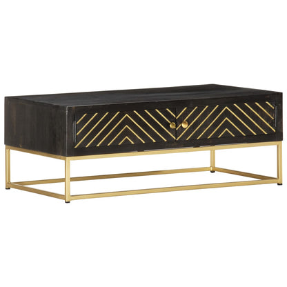 Sofabord Sort og Guld 90 x 50 x 35 cm Massivt mangotræ