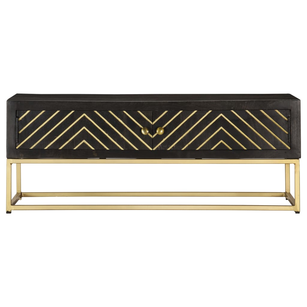 Sofabord Sort og Guld 90 x 50 x 35 cm Massivt mangotræ