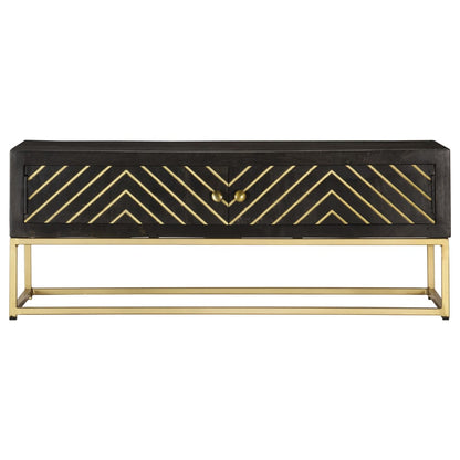 Sofabord Sort og Guld 90 x 50 x 35 cm Massivt mangotræ
