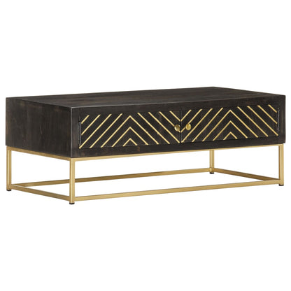 Sofabord Sort og Guld 90 x 50 x 35 cm Massivt mangotræ