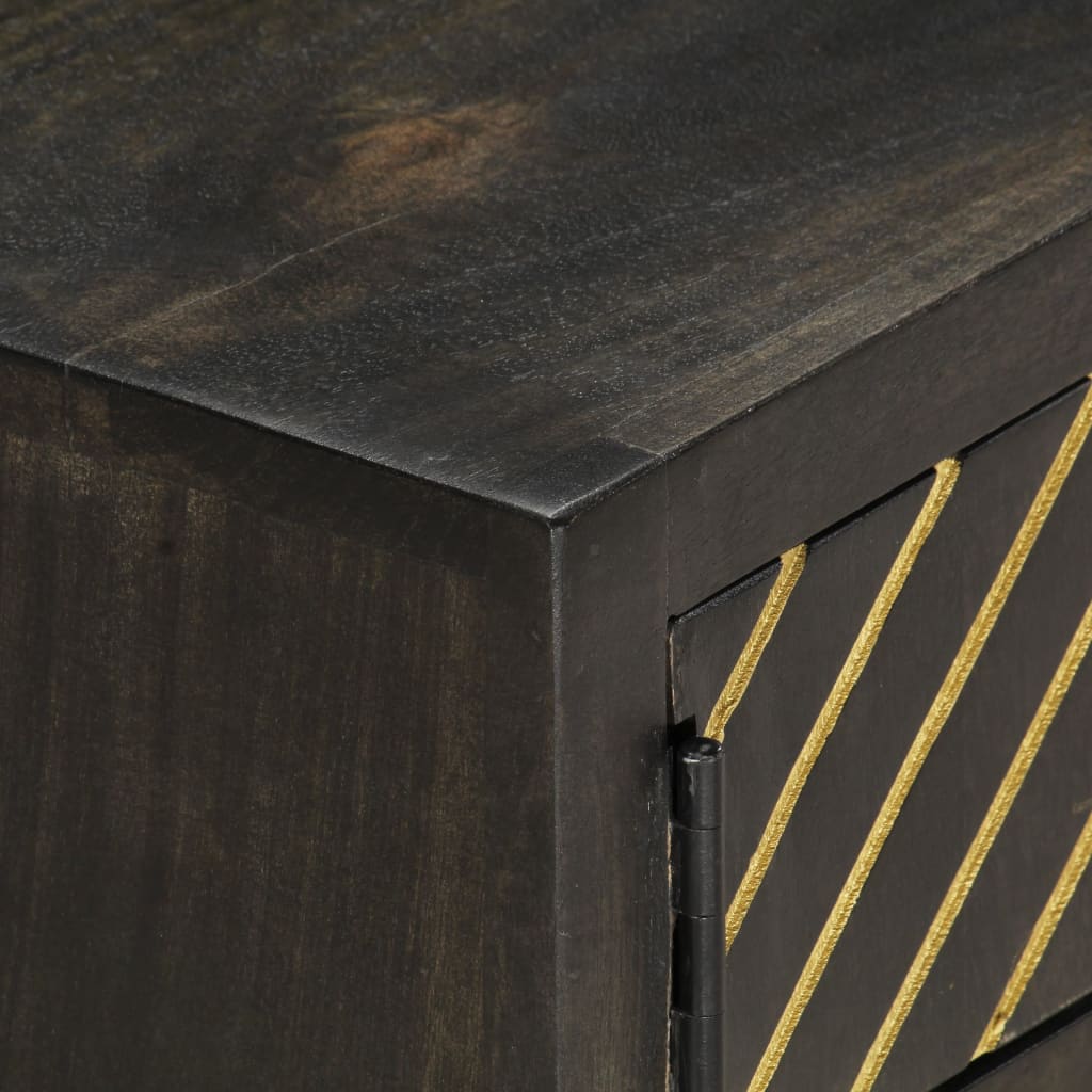 Sofabord Sort og Guld 90 x 50 x 35 cm Massivt mangotræ