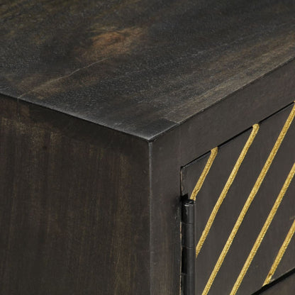 Sofabord Sort og Guld 90 x 50 x 35 cm Massivt mangotræ